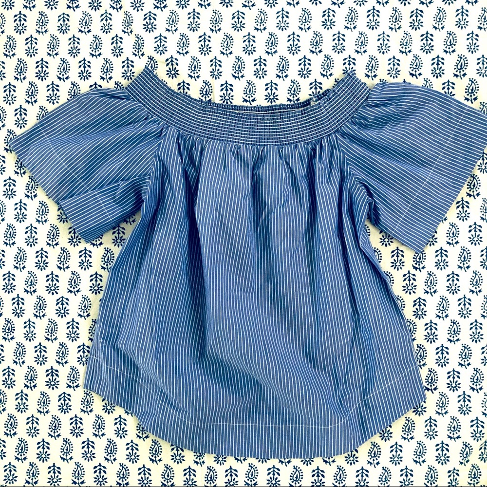 J. Crew smocked “off the shoulder” blouse